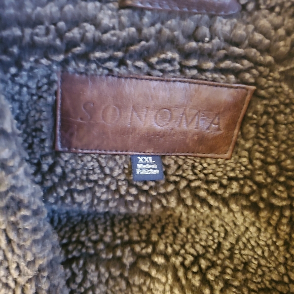 SONOMA MEN'S 100% LEATHER JACKET BROWN LINING SHERPA SIZE XXL - Picture 7 of 11